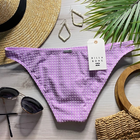 Billabong 💜 Lilac Check Textured Tropic Bikini Bottom - Picture 6 of 10